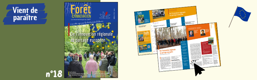 L'image fait la promotion de la sortie du n°18 de la revue Forêt & Innovation