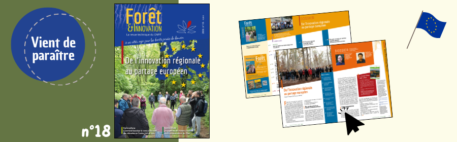L'image fait la promotion de la sortie du n°18 de la revue Forêt & Innovation