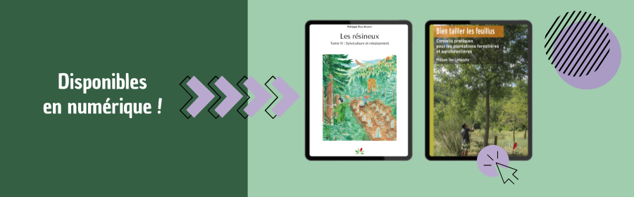 L'image décrit la parution en livre numérique de Bien tailler les feuillus et Les résineux tome 4